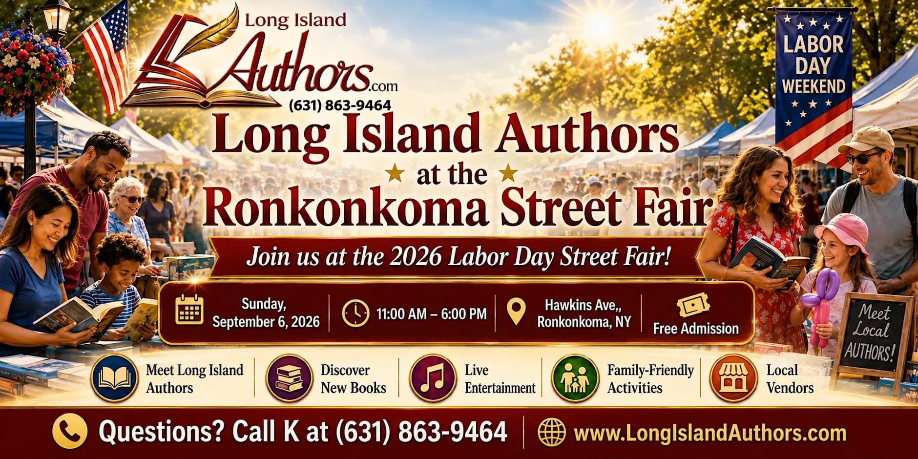 Long Island Authors at the 2026 Labor Day Ronkonkoma Street Fair