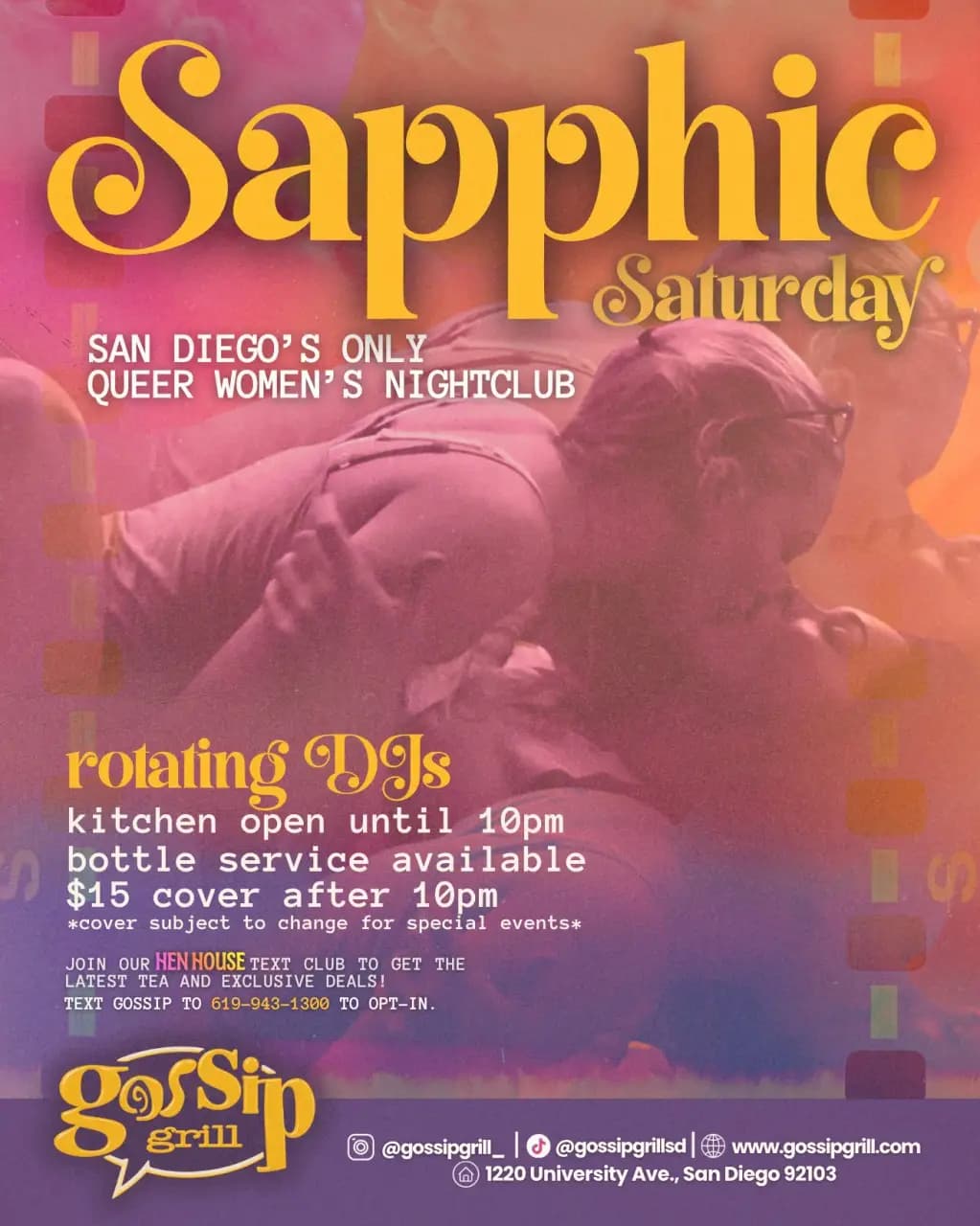 10.24 - Sapphic Saturdays, a woman/queer club experience
