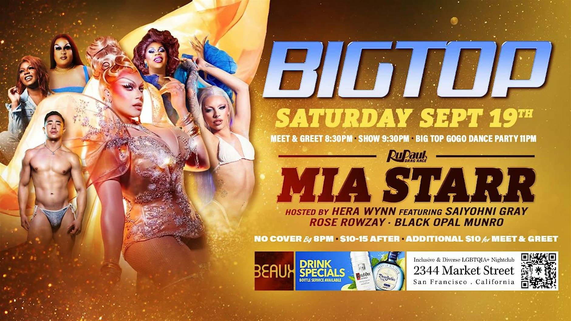 Mia Starr Big Top Saturday Sept 19th Beaux in the Castro