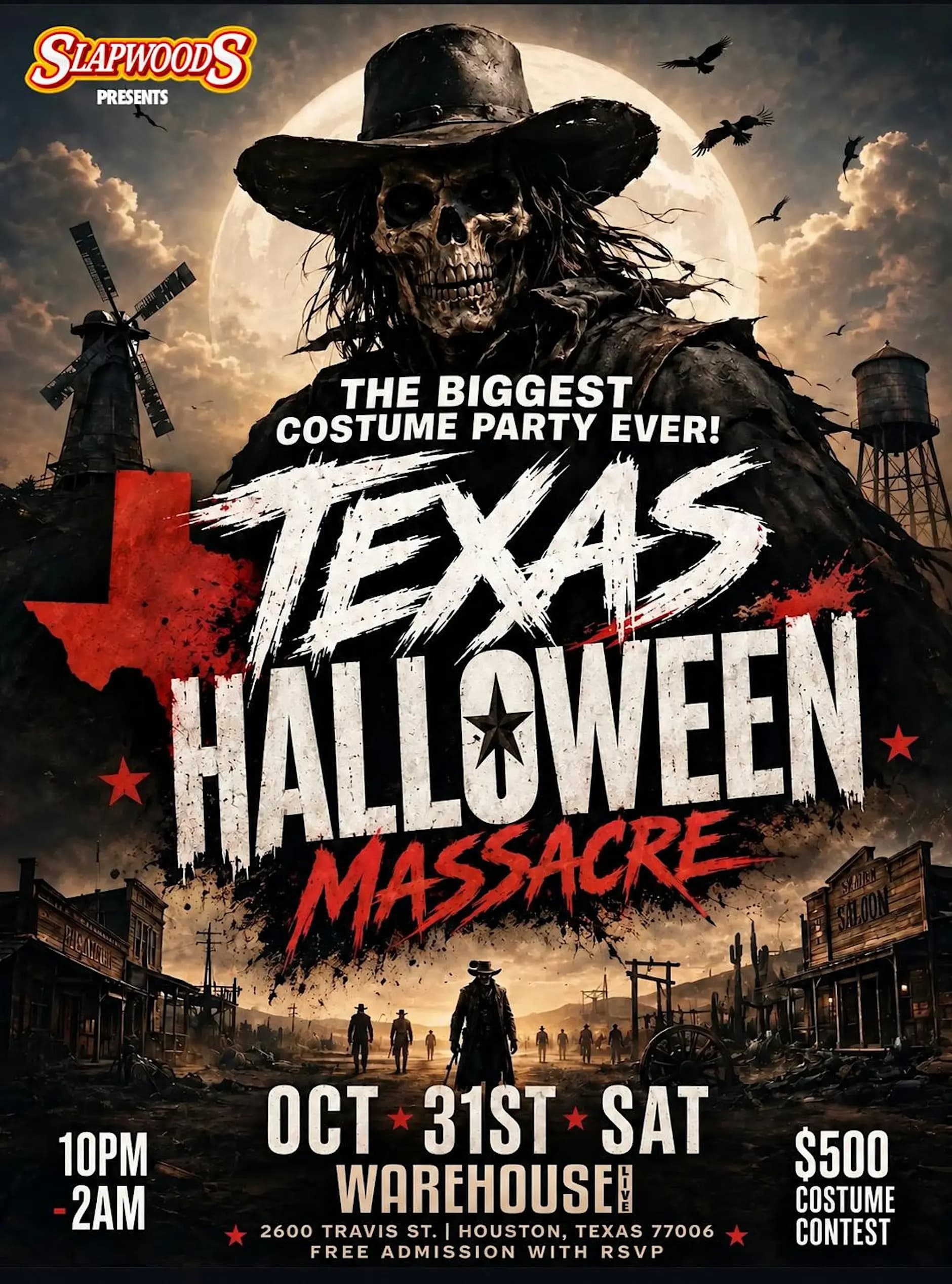 TEXAS HALLOWEEN MASSACRE 2026 HAUNTED WAREHOUSE COSTUME FEST SATOCT31