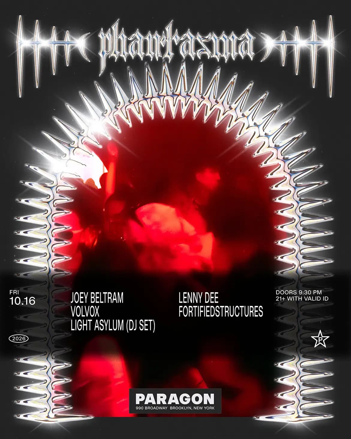 Phantasma: Joey Beltram, Volvox, Light Asylum(DJ Set) + Lenny Dee, FortifiedStructures