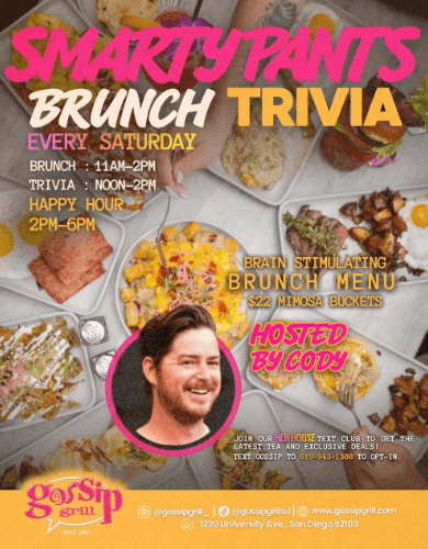 Smarty Pants Trivia Brunch at Gossip Grill