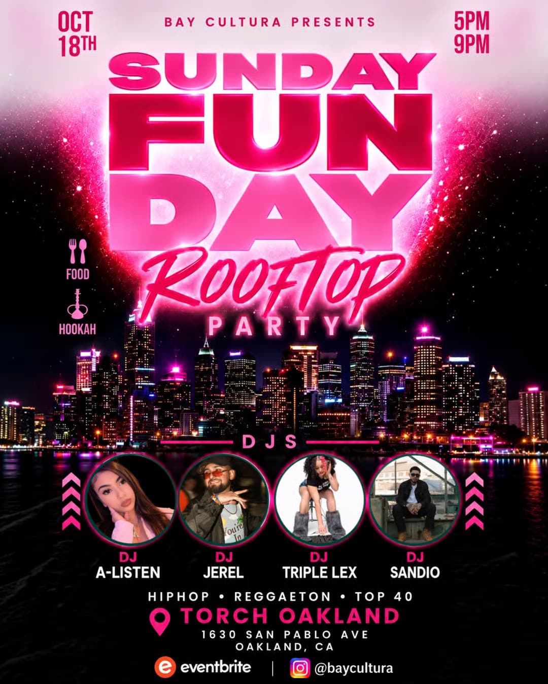 SUNDAY ROOFTOP PARTY | HIPHOP RNB REGGAETON | TORCH OAKLAND | HOOKAH