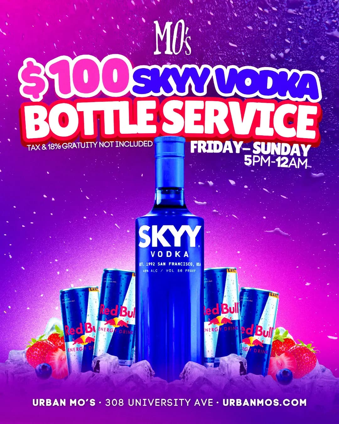 SKYY Bottle Service Special