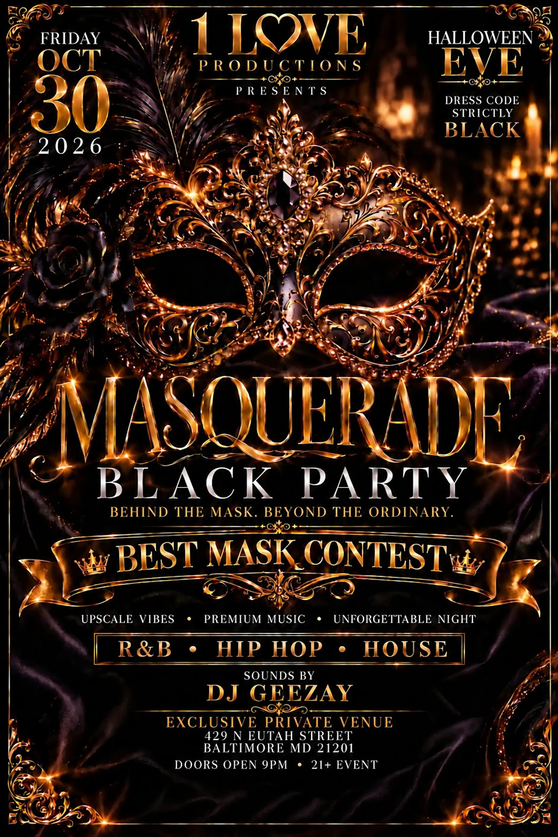1 Love Masquerade Black Party