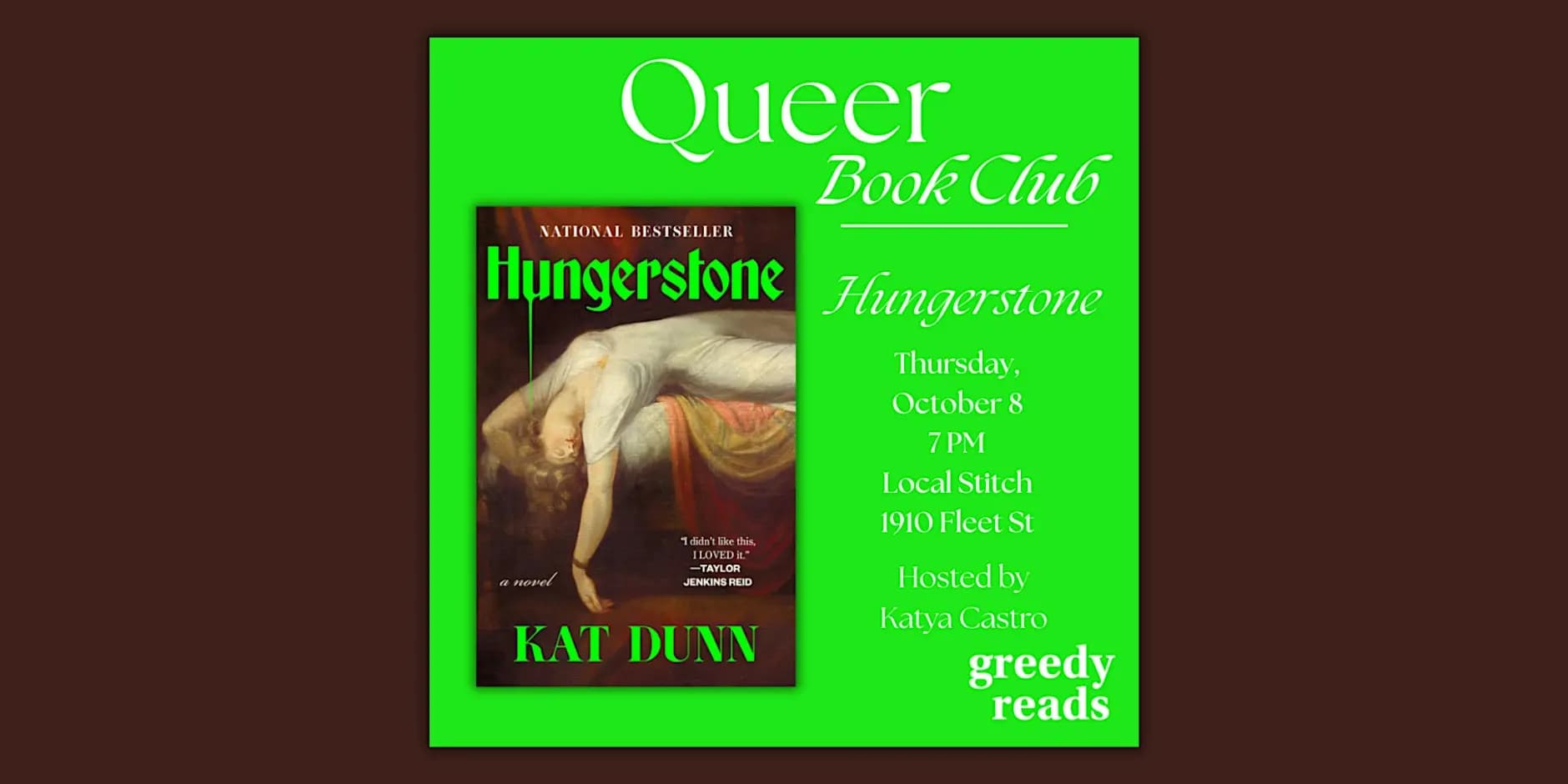 Queer Book Club: "Hungerstone" by Kat Dunn