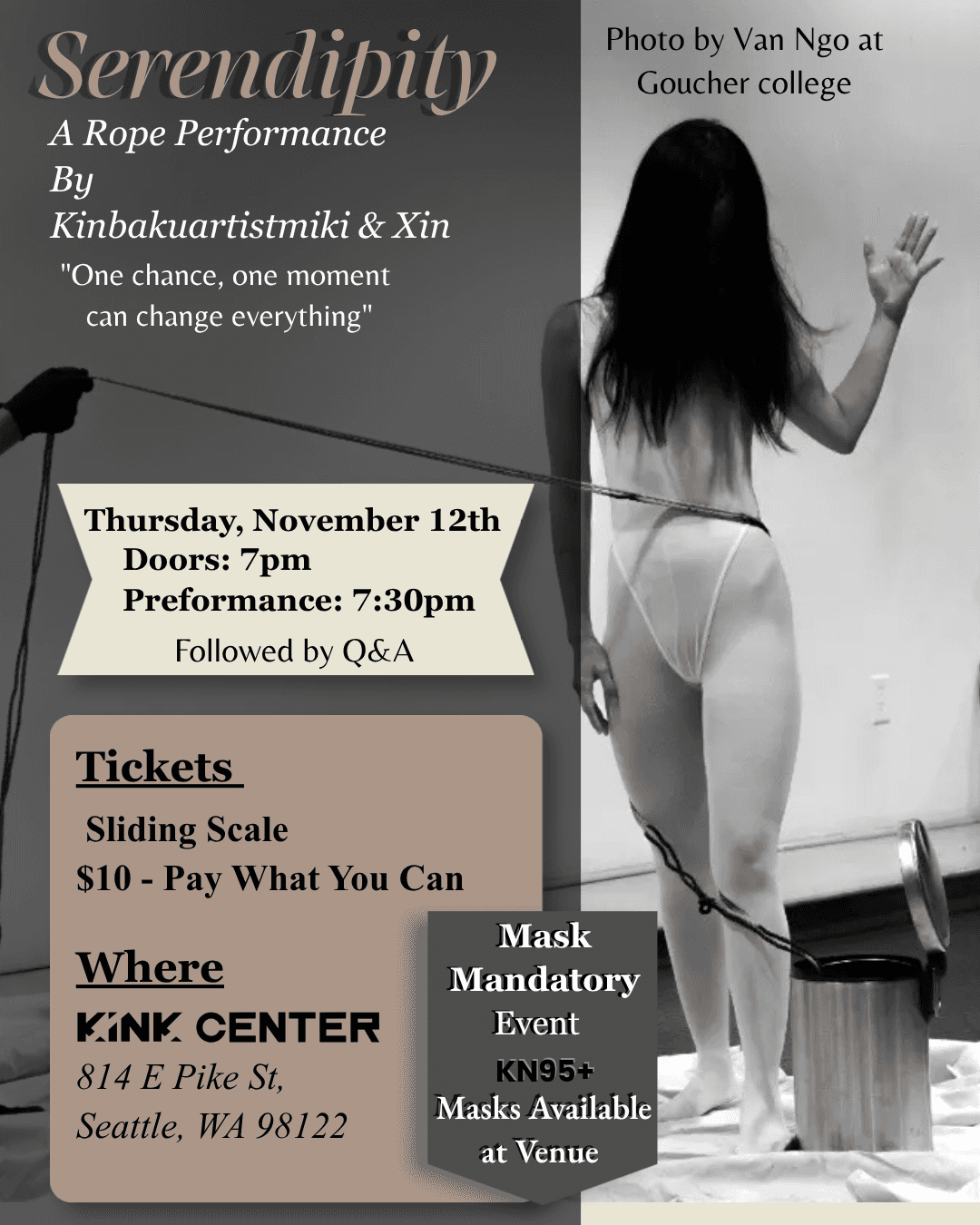 Kinbakuartistmiki & Xin rope performance titled "Serendipity"