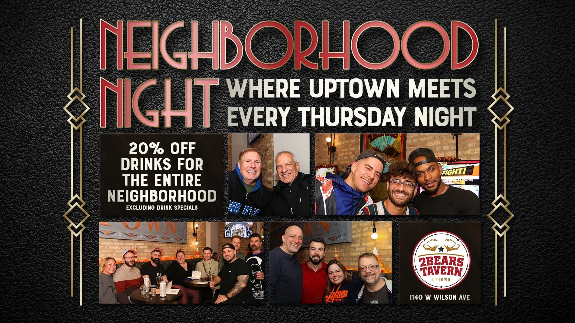 Neighborhood Night at 2Bears Tavern Uptown - 10/29