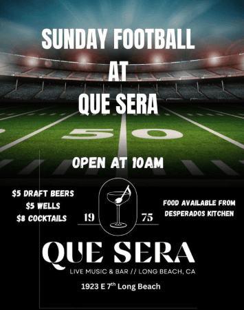 Sunday Football at Que Sera!