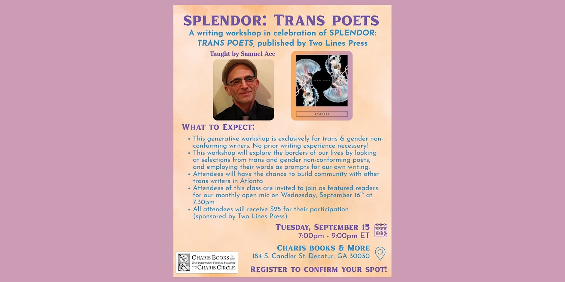 Splendor: Trans Poets -- A Writing Workshop with Samuel Ace