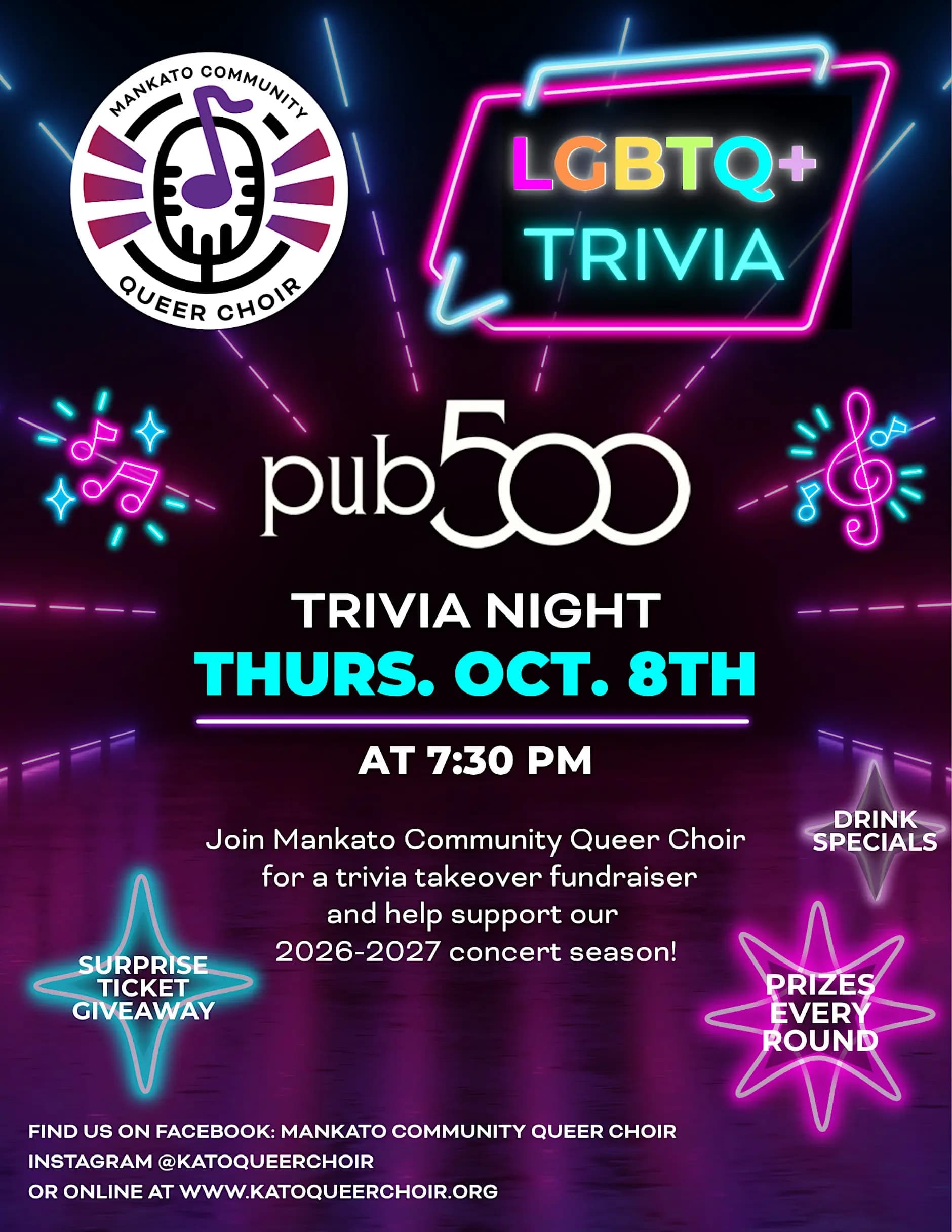 LGBTQ+ Trivia Night, hosted by MCQC